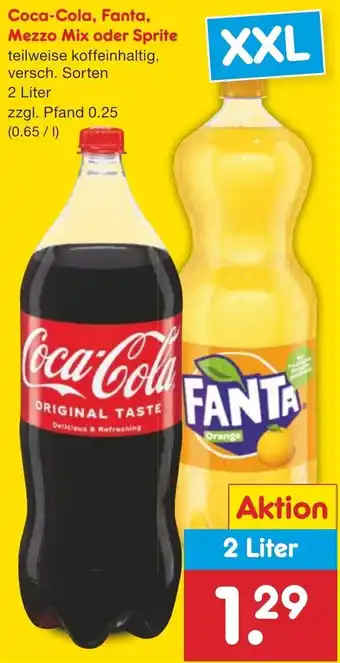 Netto Marken-Discount Coca-Cola, Fanta, Mezzo Mix oder Sprite 2 Liter Angebot