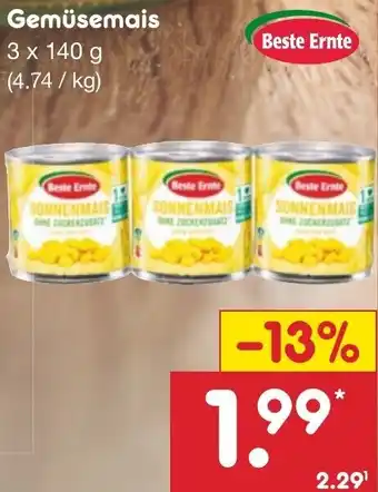 Netto Marken-Discount Beste Ernte Gemüsemais 3x140 g Angebot