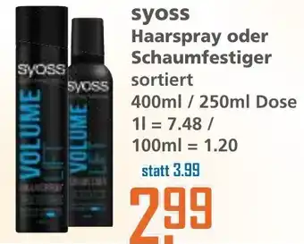 Klaas und Kock Syoss Haarspray oder Schaumfestiger 250-400ml Dose Angebot