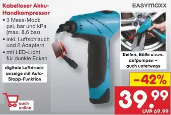 Netto Marken-Discount Easymaxx Kabelloser Akku-Handkompressor Angebot