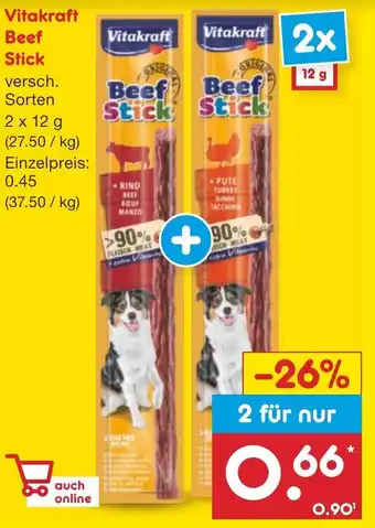 Netto Marken-Discount Vitakraft Beef Stick 2x12 g Angebot