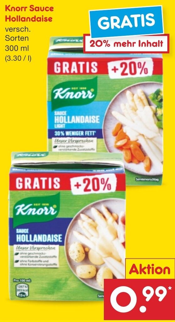 Knorr Sauce Hollandaise 300 ml Angebot bei Netto MarkenDiscount