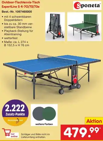 Netto Marken-Discount Sponeta Outdoor-Tischtennis-Tisch ExpertLine S 4-70/72/73e Angebot