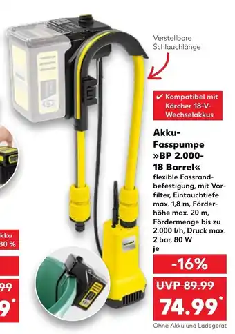 Kaufland KÄRCHER Akku-Fasspumpe BP 2.000-18 Barrel Angebot