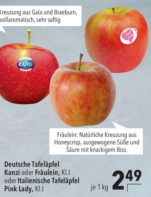 Deutsche Tafeläpfel Kanzi oder Fräulein oder Italienische Tafeläpfel