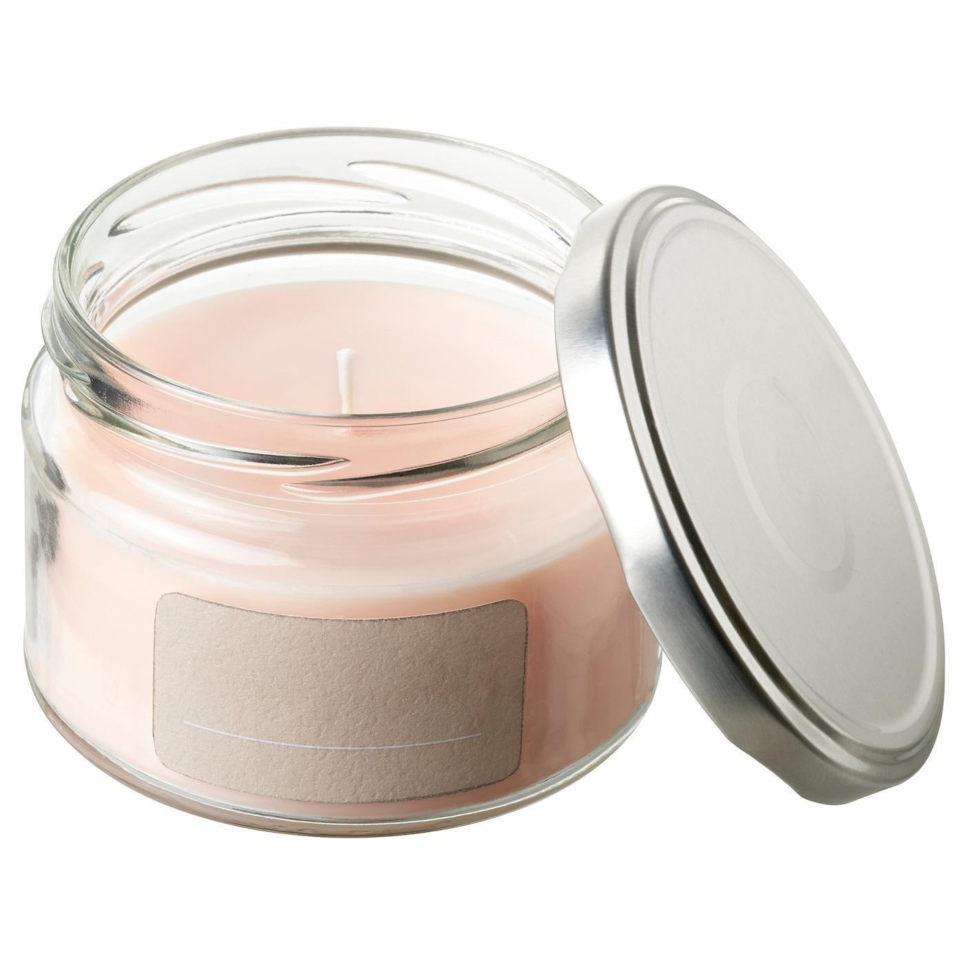IKEA Ädelsyren duftkerze im glas mit deckel grapefruit & rose/blassrosa 20 std. Angebot