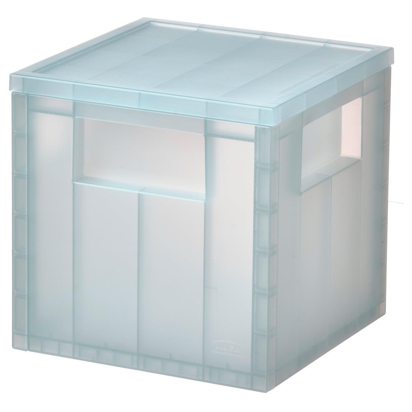 IKEA Pansartax box mit deckel transparent graublau 16.5x16.5x16.5 cm Angebot