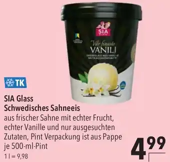 CITTI Markt SIA Glass Schwedisches Sahneeis 500 ml Pint Angebot
