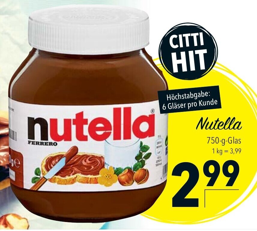 CITTI Markt Nutella 750-g-Glas Angebot