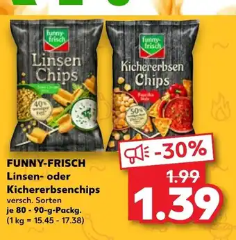 Kaufland FUNNY-FRISCH Linsen- oder Kichererbsenchips 80-90g Angebot