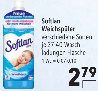 CITTI Markt Softlan Weichspüler 27-40-Waschladungen-Flasche Angebot