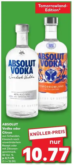 Kaufland ABSOLUT Vodka oder Citron 700ml Angebot