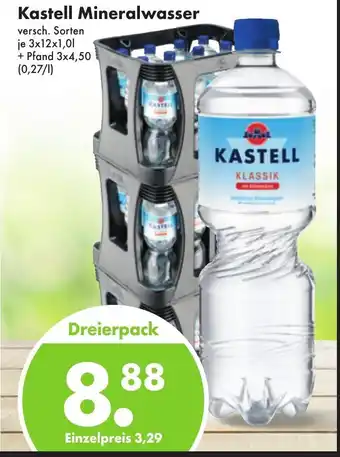 Trink und Spare Kastell Mineralwasser je 3x12x1,0l Angebot