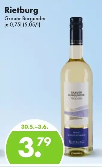 Trink und Spare Rietburg Grauer Burgunder 750ml Angebot