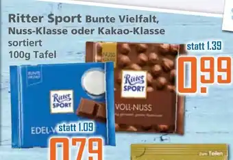 Klaas und Kock Ritter Sport Bunte Vielfalt Nussklasse oder Kakao Klasse 100g Angebot