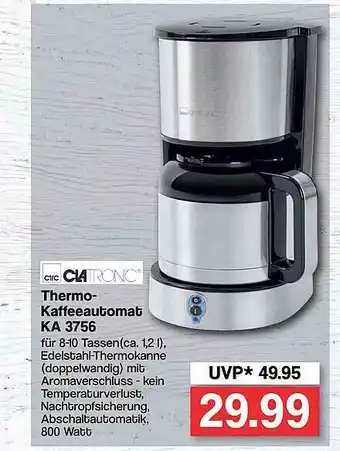 Famila Nord West Clatronic Thermo-kaffeeautomat Ka3756 Angebot