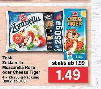 Famila Nord West Zott Zottarella Mozzarella Rolle Oder Cheese Tiger Angebot