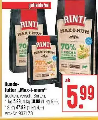 Hellweg Hundefutter „max-i-mum” Angebot