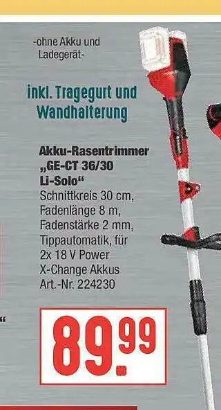 Hellweg Akku-rasentrimmer Ge-ct 36.30 Li-solo Angebot