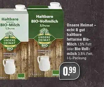 Scheck-in-Center Unsere Heimat echt & gut haltbare fettarme Bio Milch Angebot