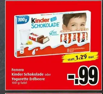 Markant Ferrero Kinder Schokolade Oder Yogurette Erdbeere Angebot