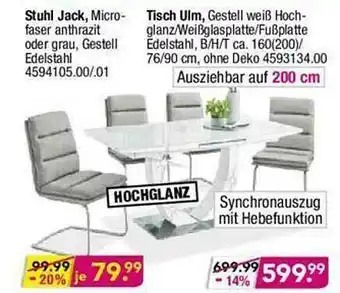 Möbel Boss Stuhl Jack, Tisch Ulm Angebot