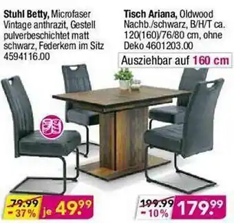 Möbel Boss Stuhl Betty, Tisch Ariana Angebot