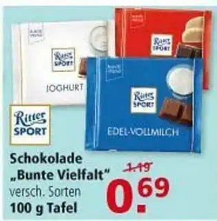 Multi Markt Ritter Sport Schokolade „bunte Vielfalt” Angebot