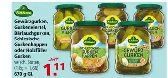 Multi Markt Kühne Gewürzgurken, Gurkenviertel, Bärlauchgurken, Schlesische Gurkenhappen Oder Holzfäller Gurken Angebot