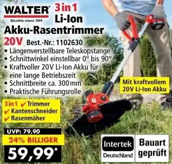 Norma WALTER 3in1 Li-Ion Akku-Rasentrimmer 20 V Angebot