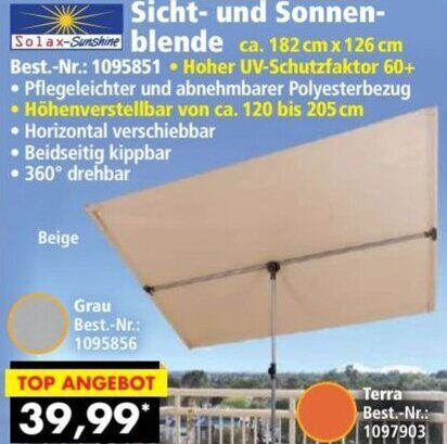 Norma Solax Sunshine Sicht und Sonnenblende Angebot