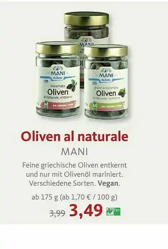 VollCorner Biomarkt Oliven Ak Naturale Mani Angebot