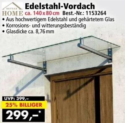 Norma Edelstahl-Vordach Angebot