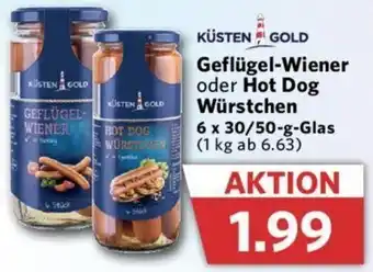 Combi KÜSTEN GOLD Geflügel-Wiener oder Hot Dog Würstchen 6x30/50 g Glas Angebot