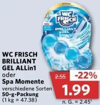 Combi WC FRISCH BRILLIANT GEL ALLin1 oder Spa Momente 50 g Packung Angebot