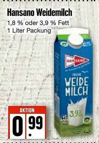 Edeka Frischemarkt Hansano Weidemilch Angebot