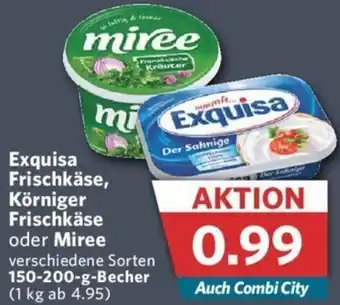 Combi Exquisa Frischkäse, Körniger Frischkäse oder Miree 150-200-g-Becher Angebot