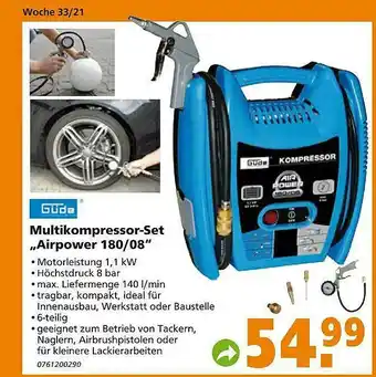 Globus Baumarkt Güde Multikompressor-set „airpower 180.08” Angebot