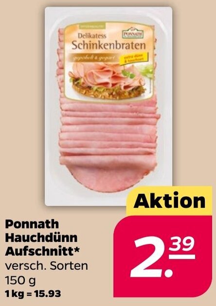 NETTO Ponnath Hauchdünn Aufschnitt 150 g Angebot