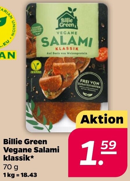 NETTO Billie Green Vegane Salami klassik* 70 g Angebot