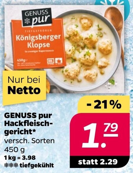 NETTO GENUSS pur Hackfleisch-gericht 450 g Angebot
