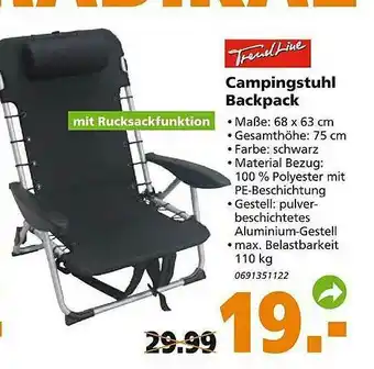 Globus Baumarkt Trendline Campingstuhl Backpack Angebot