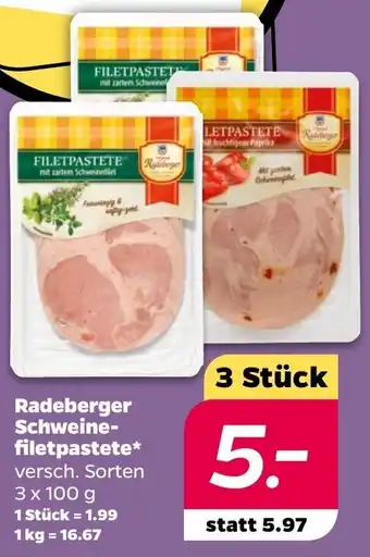 NETTO Radeberger Schweine-filetpastete 3x100 g Angebot