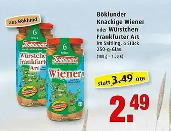 Markant Böklunder Knackige Wiener Oder Würstchen Frankfurter Art Angebot