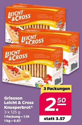NETTO Griesson Leicht & Cross Knusperbrot* 3 x 125 g Angebot