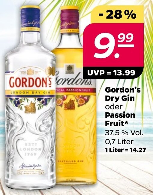Gordon's Dry Gin oder Passion Fruit 0,7 Liter Angebot bei NETTO