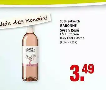 Markant Südfrankreich Baronne Syrah Rosé Angebot