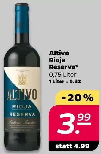 NETTO Altivo Rioja Reserva* 0,75 Liter Angebot