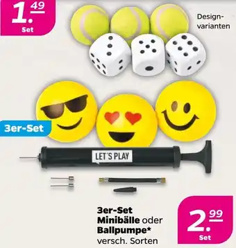NETTO 3er-Set Minibälle oder Ballpumpe Angebot