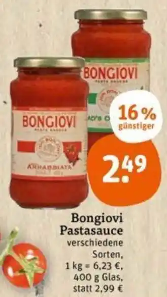 tegut Bongiovi Pastasauce 400 g Glas Angebot